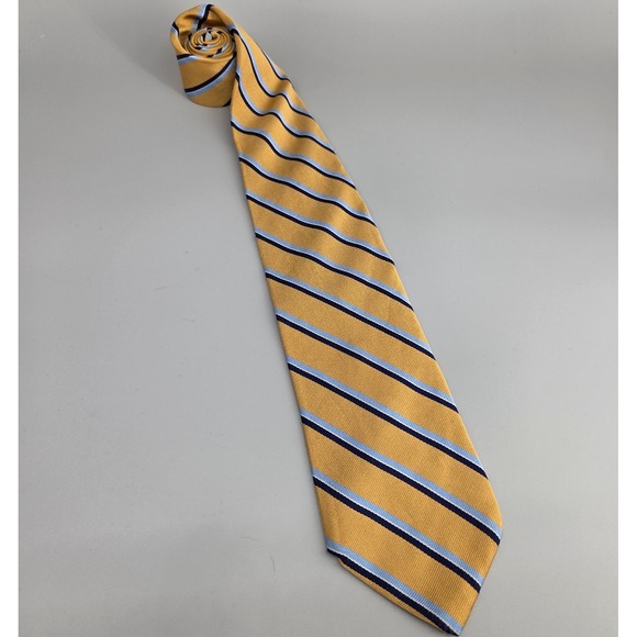 Brooks Brothers Other - Brooks Brothers Necktie Men Gold Navy Blue Striped Pure Silk Preppy Business‎